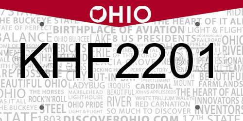 KHF2201 Ohio License Plate