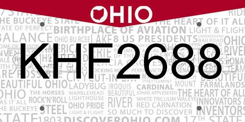 KHF2688 Ohio License Plate