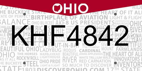 KHF4842 Ohio License Plate