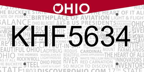 KHF5634 Ohio License Plate