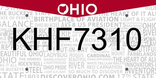 KHF7310 Ohio License Plate