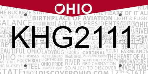 KHG2111 Ohio License Plate