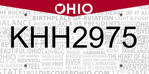 KHH2975 Ohio License Plate
