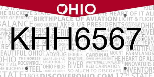 KHH6567 Ohio License Plate