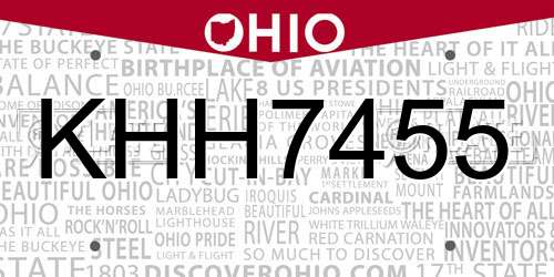 KHH7455 Ohio License Plate