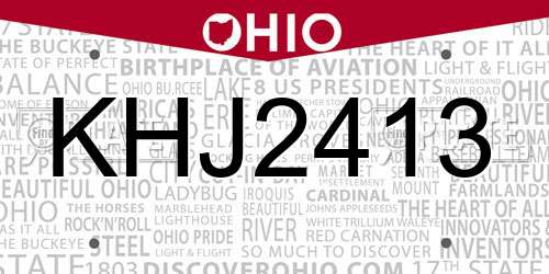 KHJ2413 Ohio License Plate
