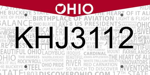KHJ3112 Ohio License Plate