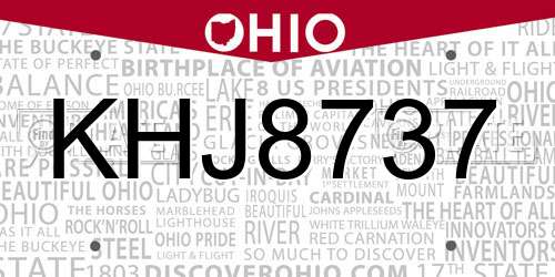 KHJ8737 Ohio License Plate