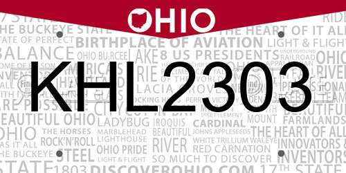 KHL2303 Ohio License Plate