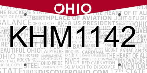 KHM1142 Ohio License Plate