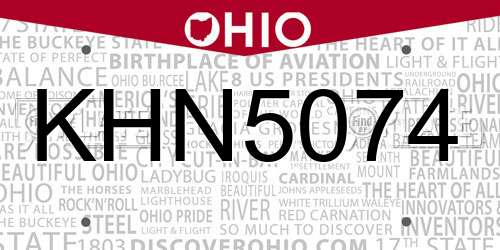 KHN5074 Ohio License Plate