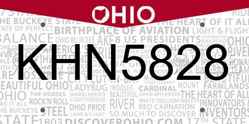 KHN5828 Ohio License Plate