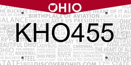 KHO455 Ohio License Plate