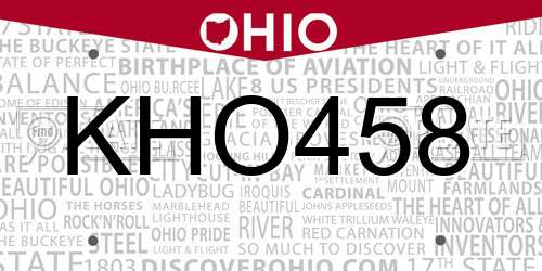 KHO458 Ohio License Plate