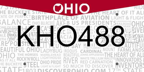 KHO488 Ohio License Plate