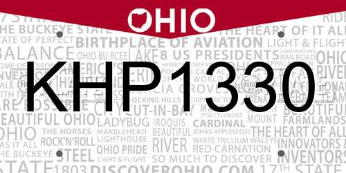 KHP1330 Ohio License Plate