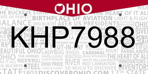 KHP7988 Ohio License Plate
