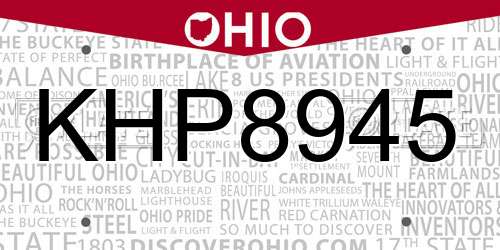 KHP8945 Ohio License Plate