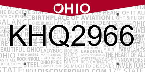 KHQ2966 Ohio License Plate