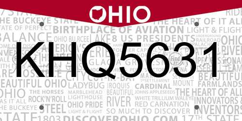 KHQ5631 Ohio License Plate