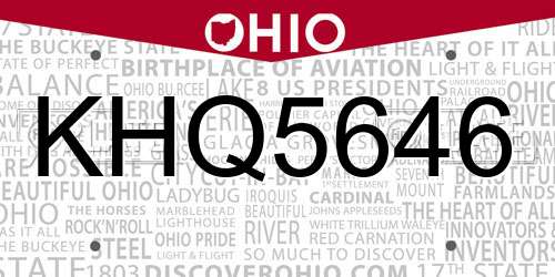 KHQ5646 Ohio License Plate
