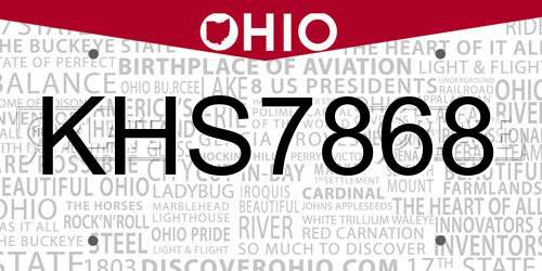 KHS7868 Ohio License Plate