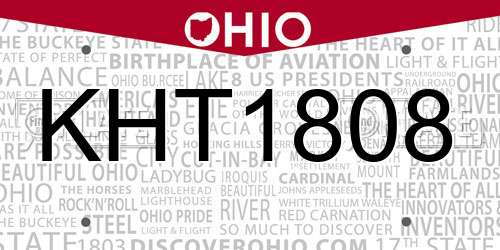 KHT1808 Ohio License Plate