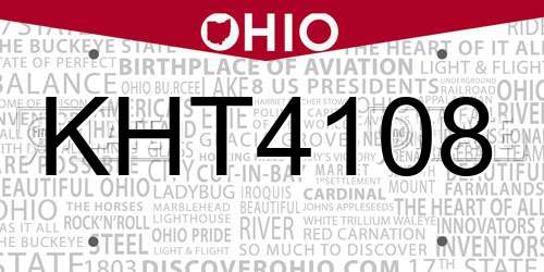 KHT4108 Ohio License Plate