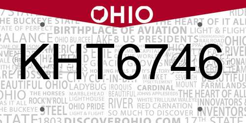 KHT6746 Ohio License Plate