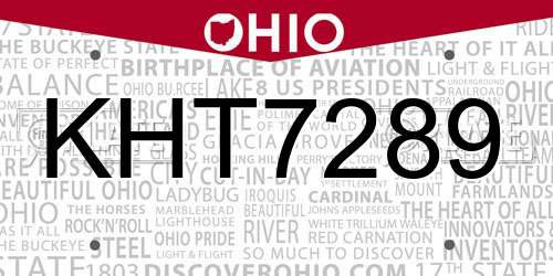 KHT7289 Ohio License Plate