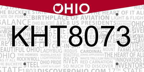 KHT8073 Ohio License Plate