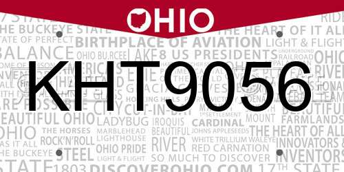 KHT9056 Ohio License Plate