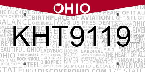 KHT9119 Ohio License Plate