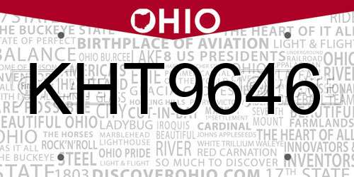KHT9646 Ohio License Plate