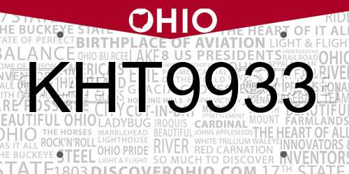 KHT9933 Ohio License Plate