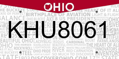 KHU8061 Ohio License Plate