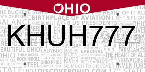 KHUH777 Ohio License Plate