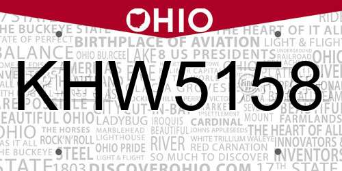 KHW5158 Ohio License Plate