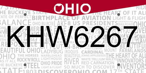 KHW6267 Ohio License Plate