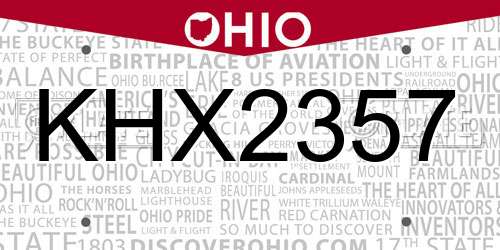 KHX2357 Ohio License Plate