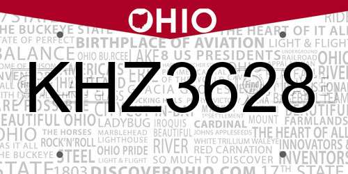 KHZ3628 Ohio License Plate