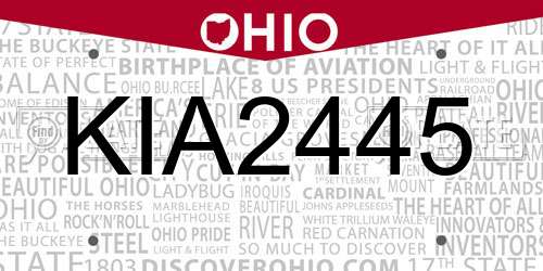 KIA2445 Ohio License Plate