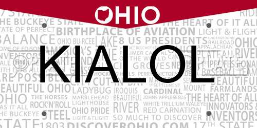 KIALOL Ohio License Plate
