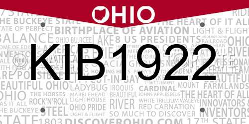KIB1922 Ohio License Plate