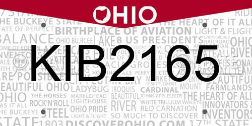 KIB2165 Ohio License Plate