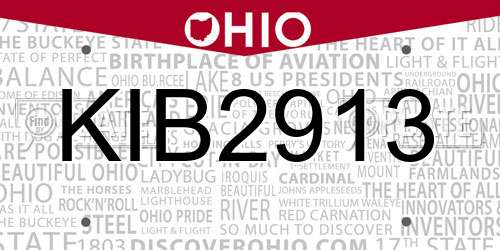 KIB2913 Ohio License Plate