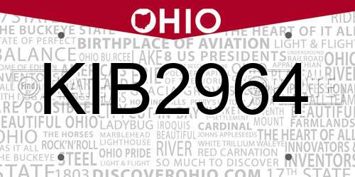 KIB2964 Ohio License Plate