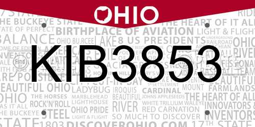 KIB3853 Ohio License Plate