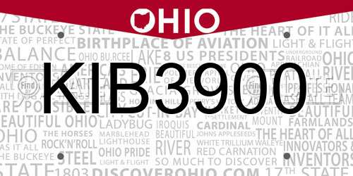 KIB3900 Ohio License Plate