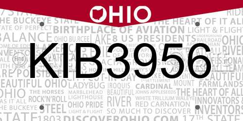 KIB3956 Ohio License Plate